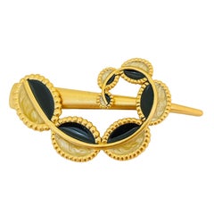 Vintage MONET for YSL gold enamel modernist designer runway brooch