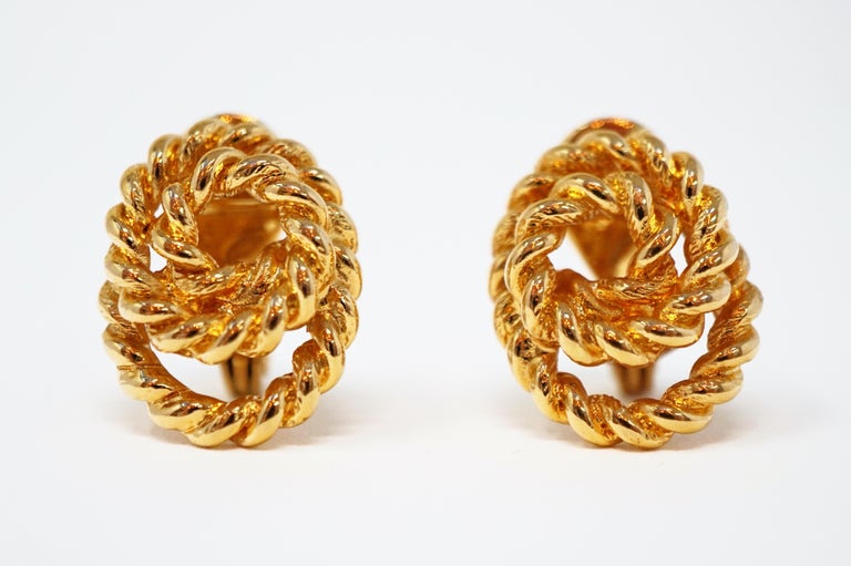 Vintage Monet Gilded Rope Knot Earrings, Signed For Sale at 1stDibs ...