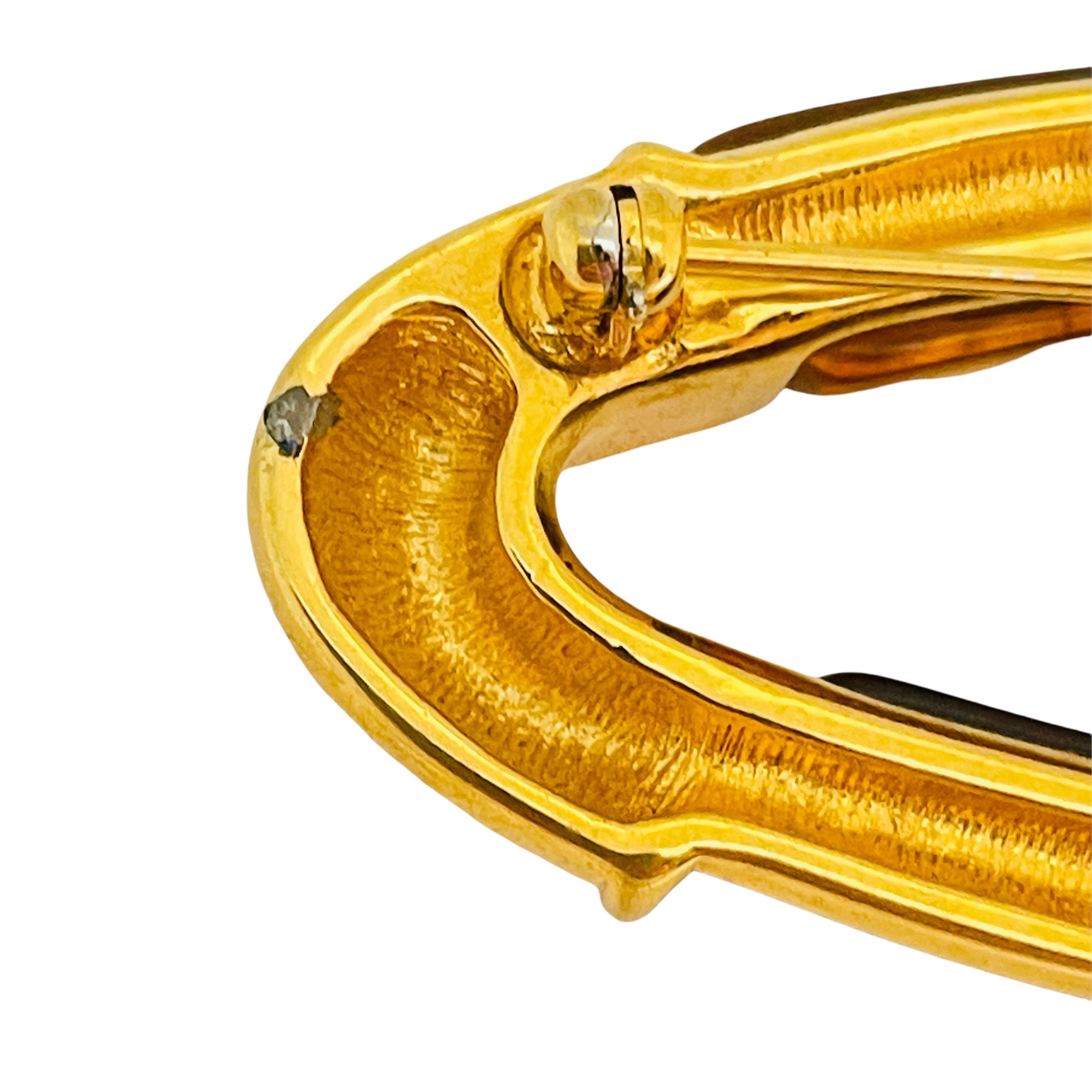 Vintage MONET gold amber lucite modernist designer runway brooch In Good Condition For Sale In Palos Hills, IL