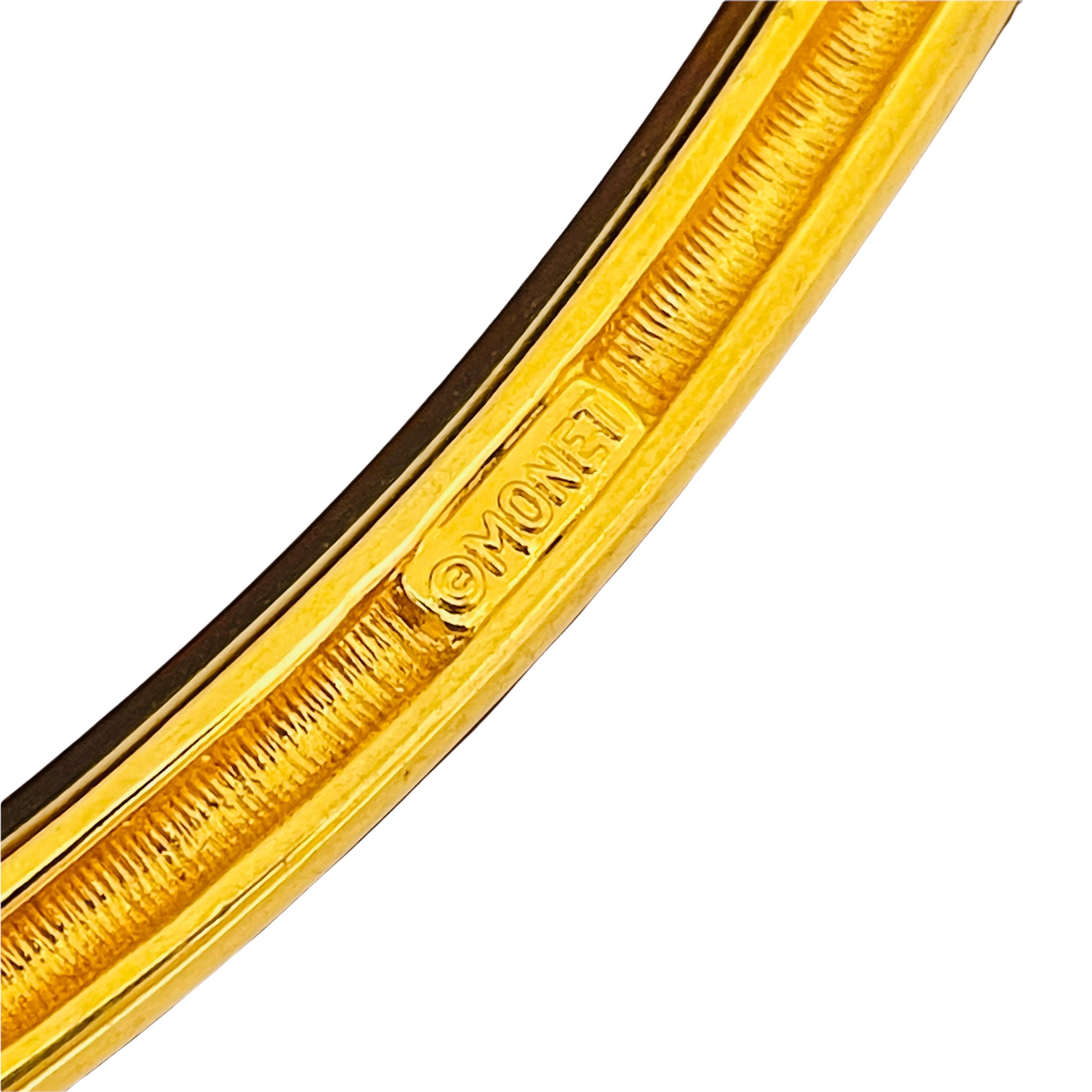 Women's Vintage MONET gold amber lucite modernist designer runway brooch For Sale