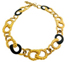 Vintage MONET gold blau emaillierte Kette Designer Laufsteg Halskette