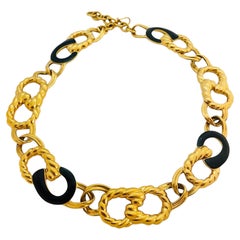Vintage MONET gold blau emaillierte Kette Designer Laufsteg Halskette