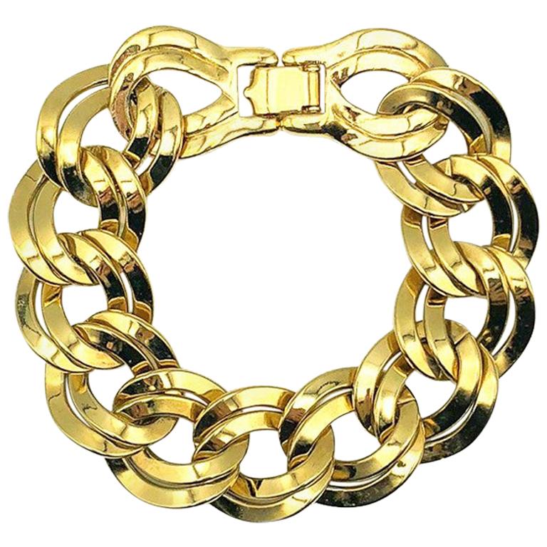 Vintage Monet Gold Chunky Curb Bracelet 1980s