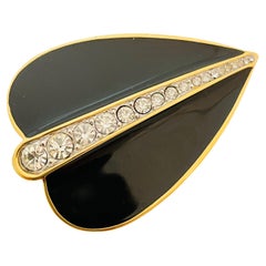 Vintage MONET gold enamel rhinestone designer runway brooch