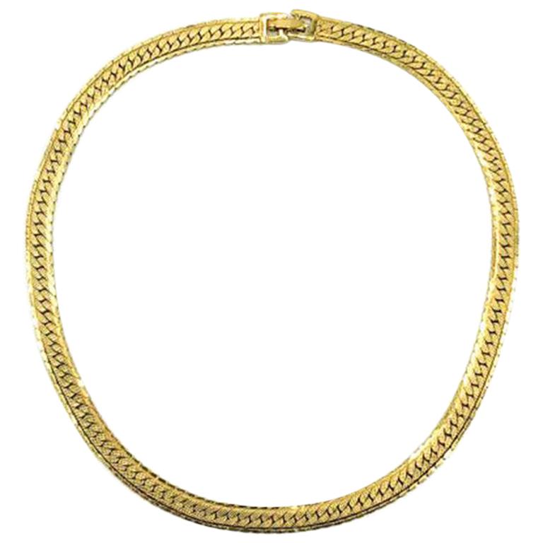 Vintage Monet Gold Flatlink Necklace 1990S For Sale