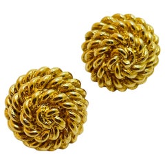 Vintage MONET gold pierced designer earrings