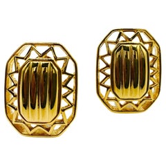 Vintage Monet Gold Plated Clip on Earrings 1980s