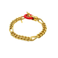 Vintage Monet Gold & Rot T Bar Facny-Armband 1990er Jahre