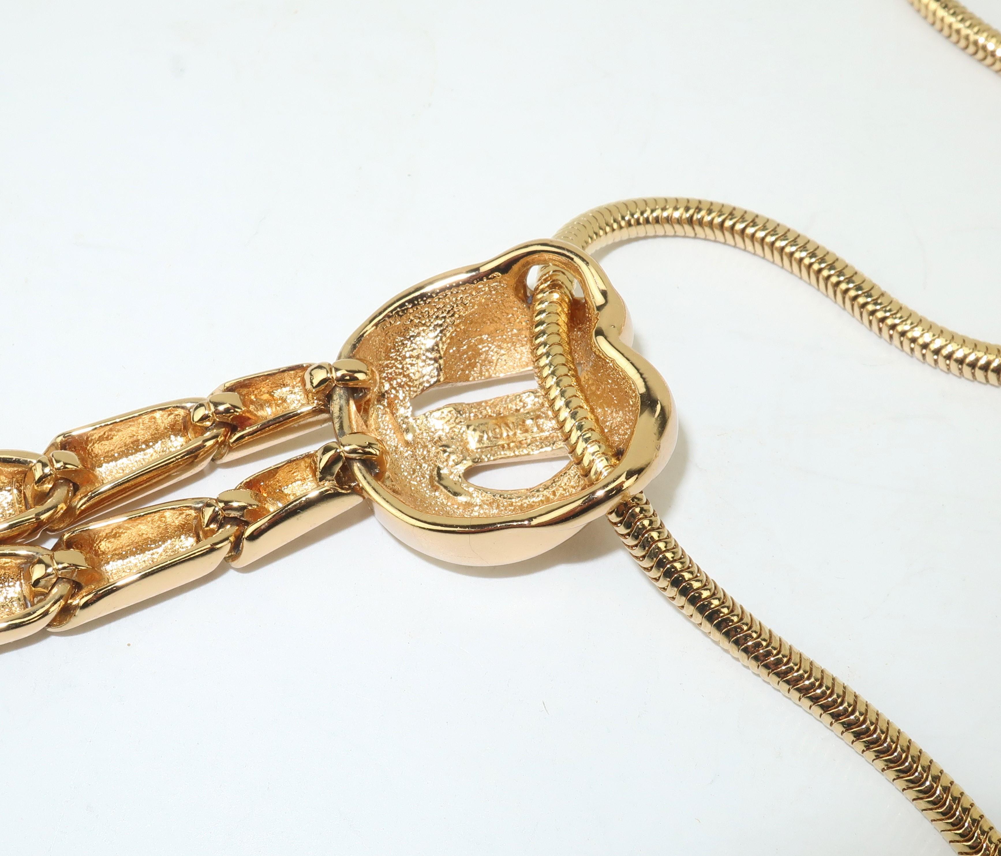 Vintage Monet Gold Tone Articulated Knot Necklace 2