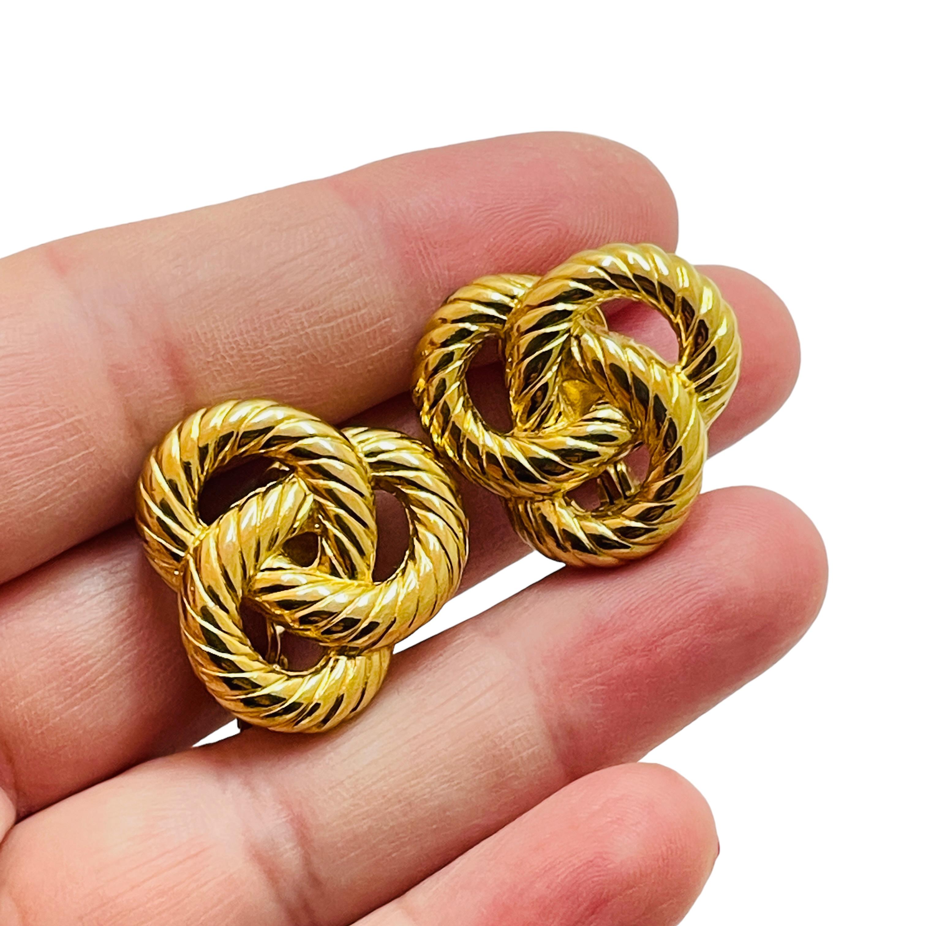 Women's or Men's Vintage MONET gold clip on earrings For Sale