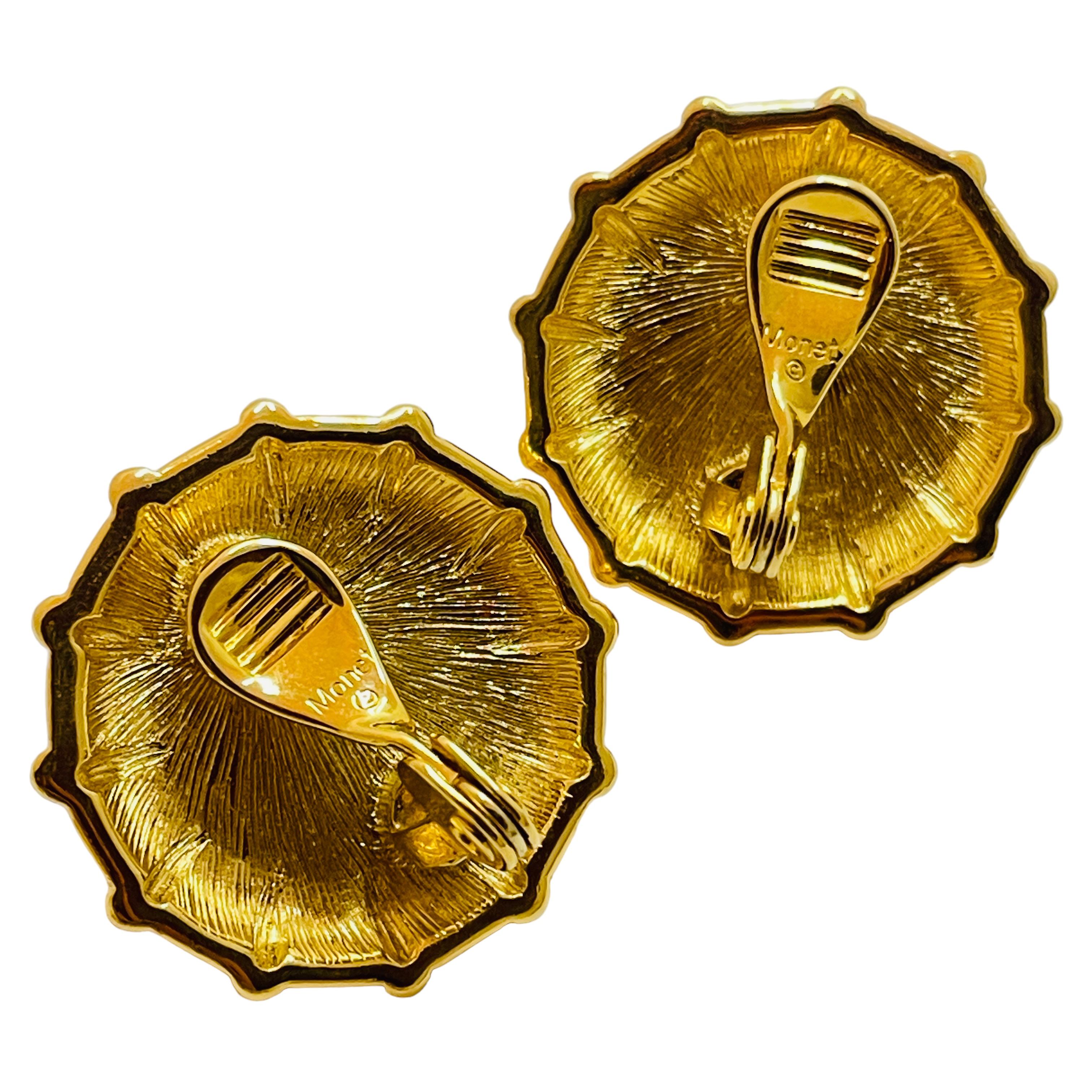 Women's or Men's Vintage MONET gold clip on earrings
