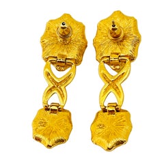 Vintage MONET gold white lucite designer runway earrings