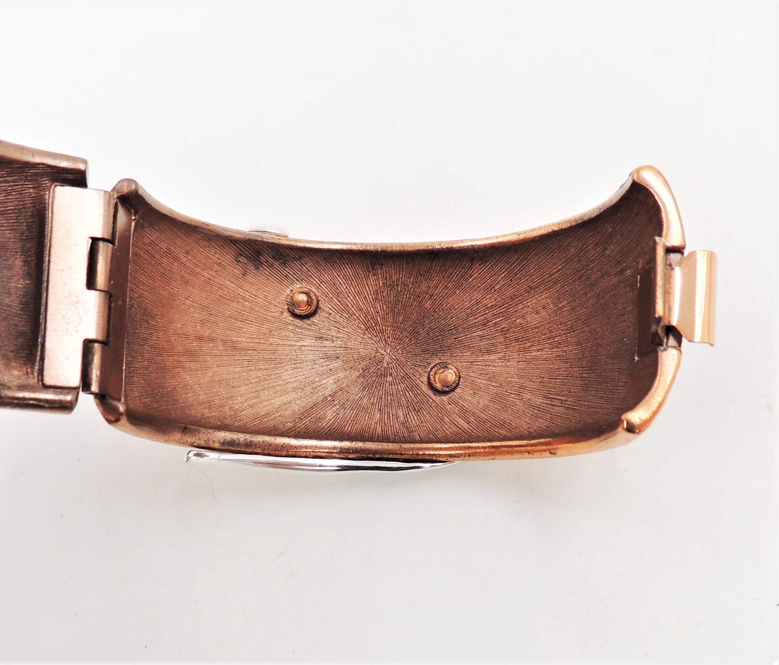 Vintage Monet Hammered Copper Plate & Rhodium Plate Cuff Bracelet, 1985 Ad Piece For Sale 2
