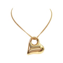 Vintage Monet Long Link Necklace Dangling Heart Circa 1990's