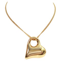 Vintage Monet Long Link Necklace Dangling Heart Circa 1990's