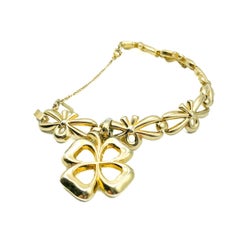 Bracelet talisman Monet Lucky Clover vintage en forme de trèfle, 1970