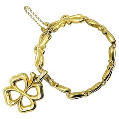 Bracelet talisman Monet Lucky Clover vintage en forme de trèfle, 1970