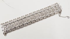 Vintage Monet "Mantilla" Rhodium Plated Filigree 1965 Bracelet