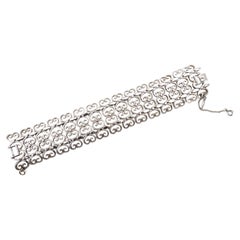 Retro Monet "Mantilla" Rhodium Plated Filigree 1965 Bracelet