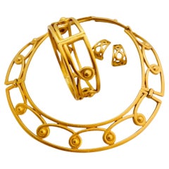 Vintage MONET oro mate diseñador modernista pasarela collar pendientes pulsera se