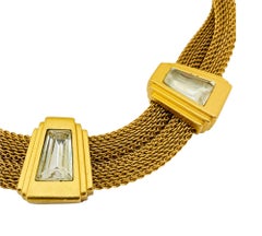 Vintage MONET Netz Gold Glas Designer Laufsteg Couture Halskette