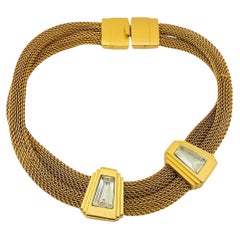 Vintage MONET Netz Gold Glas Designer Laufsteg Couture Halskette
