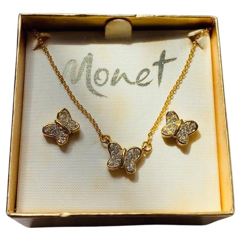 Vintage Monet Necklace & Earrings Set 1980s For Sale