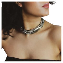 Vintage Monet Necklace in Silver plated Collar, 1980s