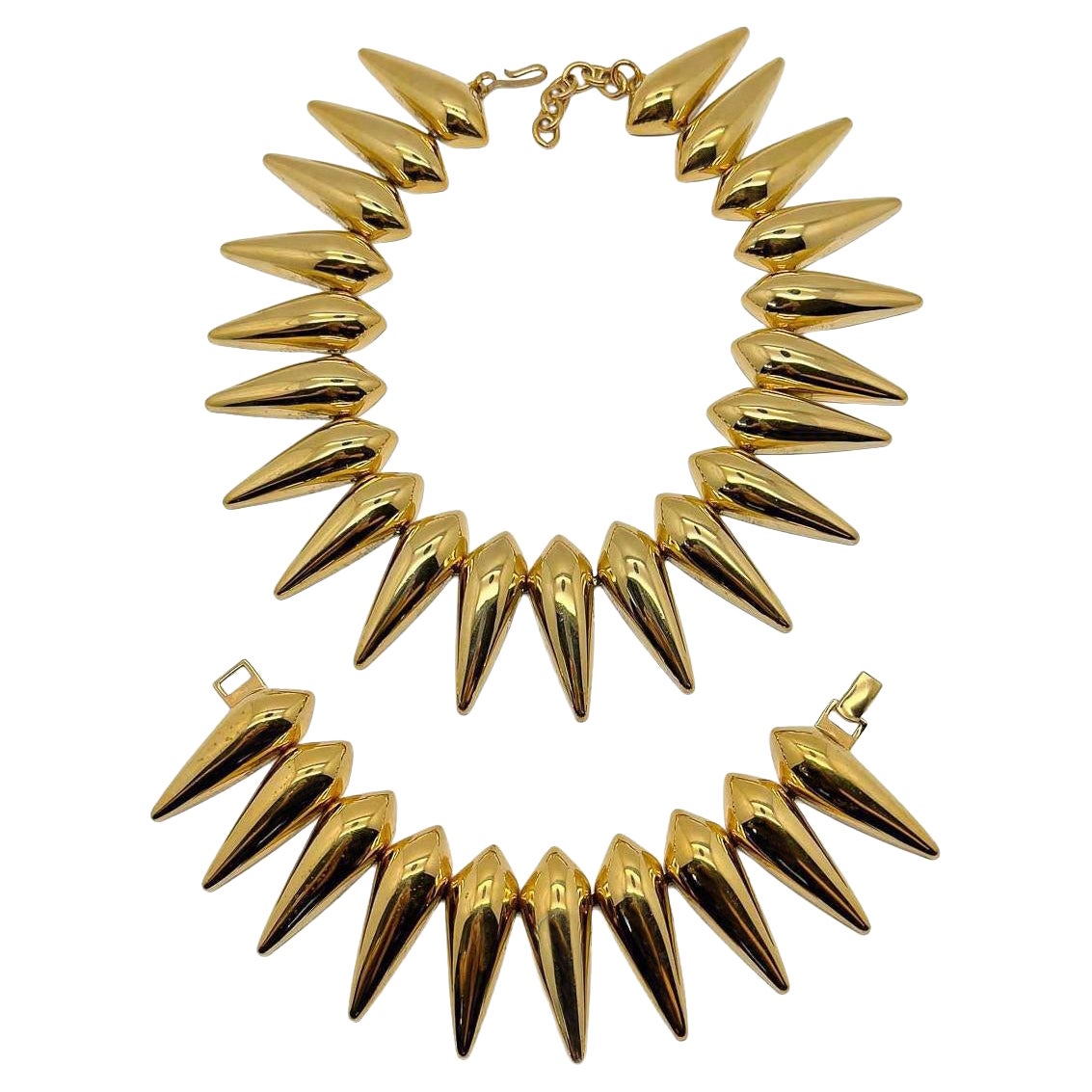 VINTAGE Monet Rare Statement Art Deco Inspired Sunburst Collar 
Cuff 1980s Set in vendita