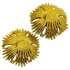 Vintage MONET signed gold designer clip on earrings