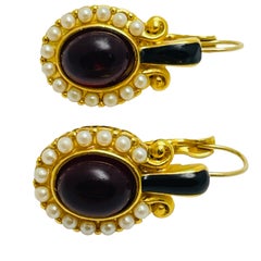 Vintage MONET signed gold pearl glass drop designer earrings