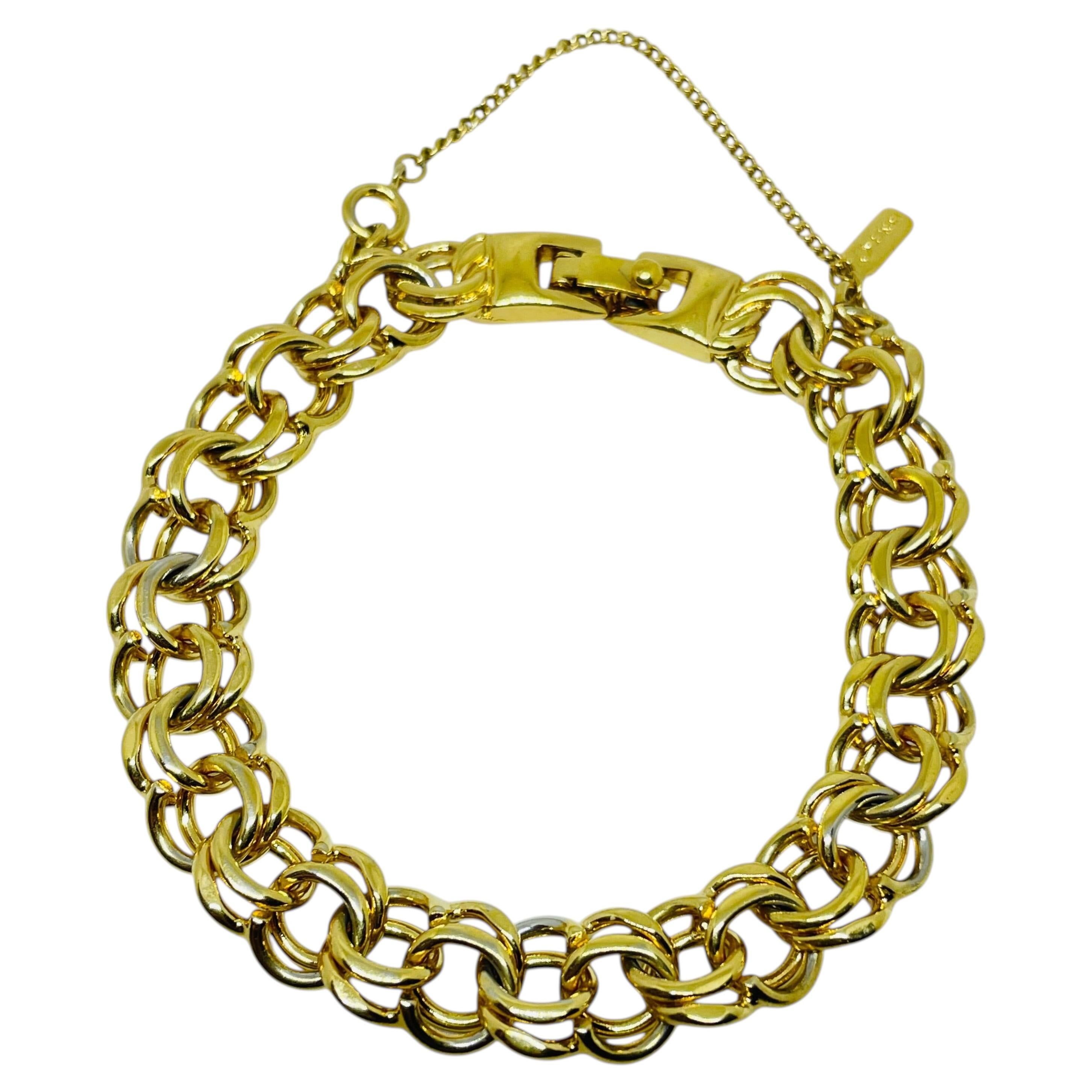 Vintage MONET signed gold tone chain designer bracelet