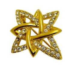 Vintage MONET signed gold tone crystals designer brooch