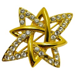 Vintage MONET signed gold tone crystals designer brooch