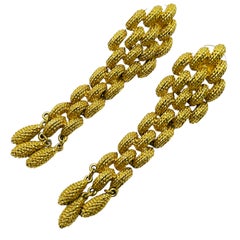 Boucles d'oreilles pendantes vintage MONET signées en ton or