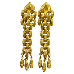 Vintage MONET signierte goldfarbene Designer-Ohrringe mit baumelndem Goldton