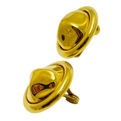 Vintage MONET signed gold tone designer clip on earrings