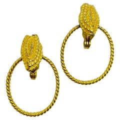 Vintage MONET signed gold tone door knocker designer earrings