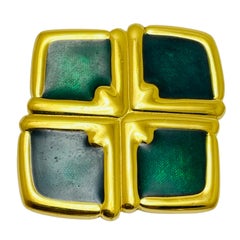 Vintage MONET signed gold tone enamel designer brooch