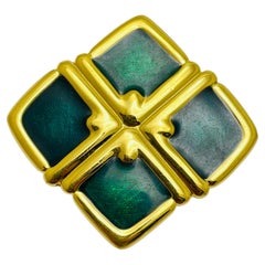 Vintage MONET signed gold tone enamel designer brooch
