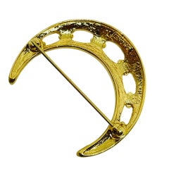 Broche vintage MONET signée lune en or ton sur ton