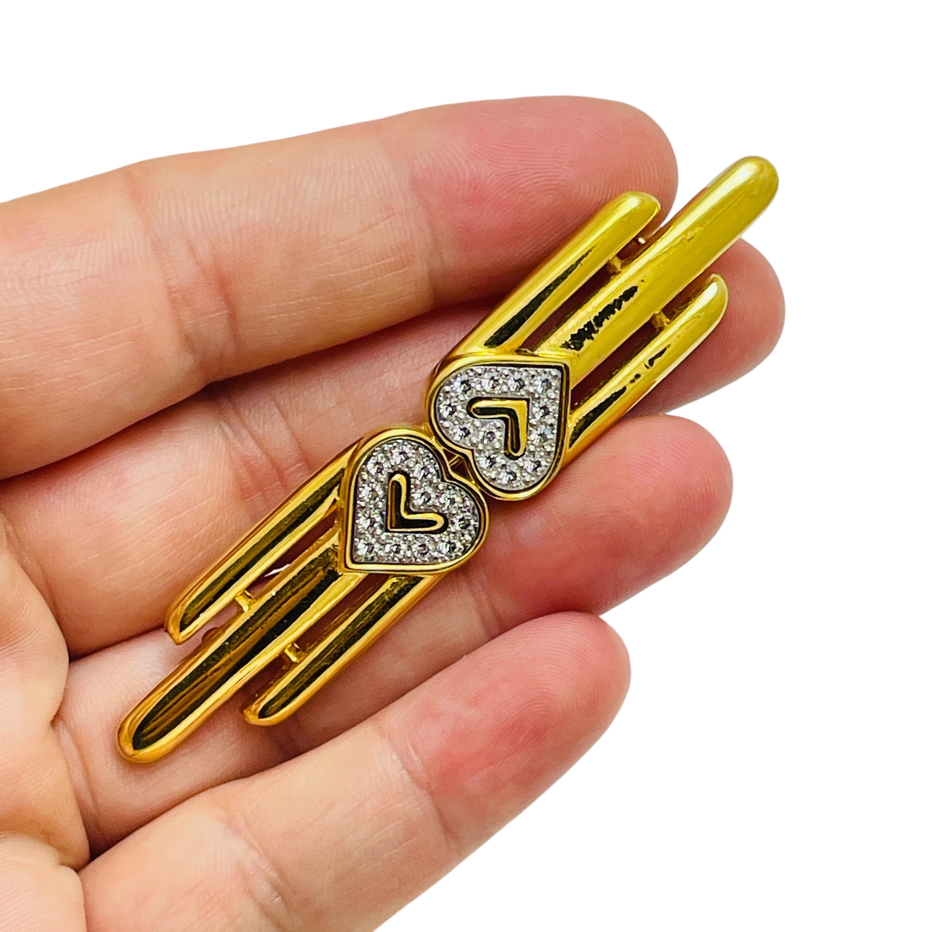 Women's Vintage MONET signed gold tone rhinestones designer brooch For Sale