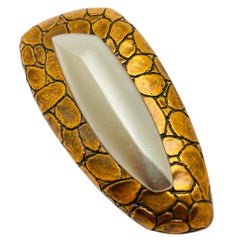 Broche massive moderniste vintage MONET signée en métal mélangé cuivre argenté
