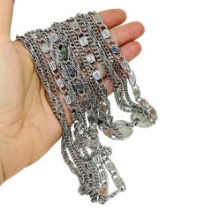 Vintage MONET signiert Silber Ton Multi Kette Designer Halskette