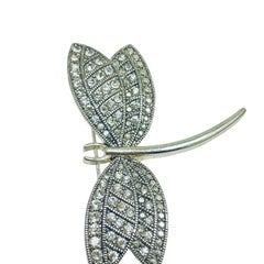 Vintage MONET silver rhinestone dragonfly designer brooch