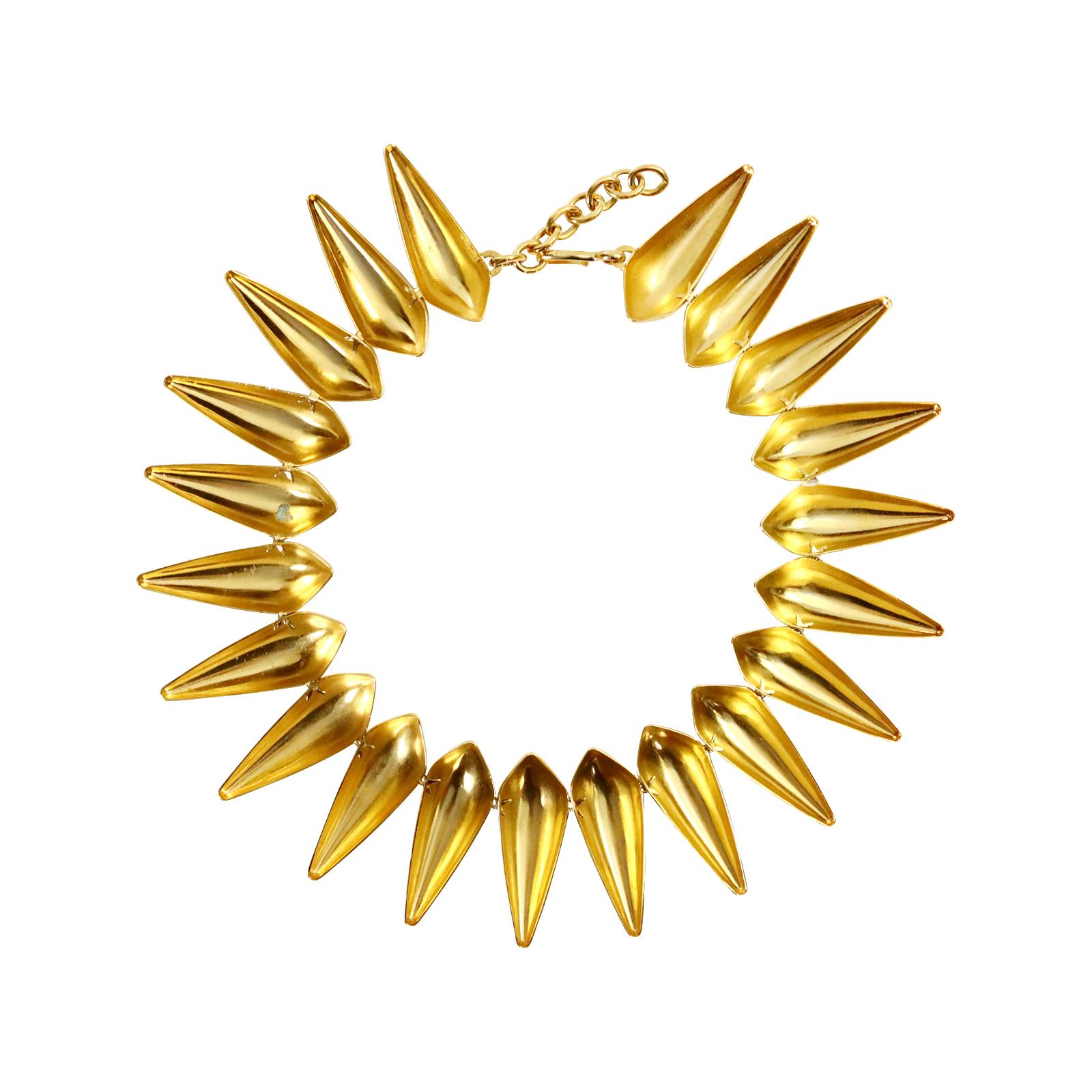 Vintage Monet Spiky Gold Tone Necklace Circa 1970s For Sale 2