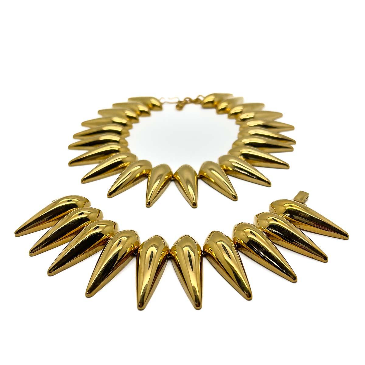 Art Deco Vintage Monet Statement Sunburst Collar & Cuff 1980s Rare For Sale