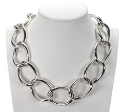 Vintage Monet Sterling Silver Large Oval Link Chain Necklace