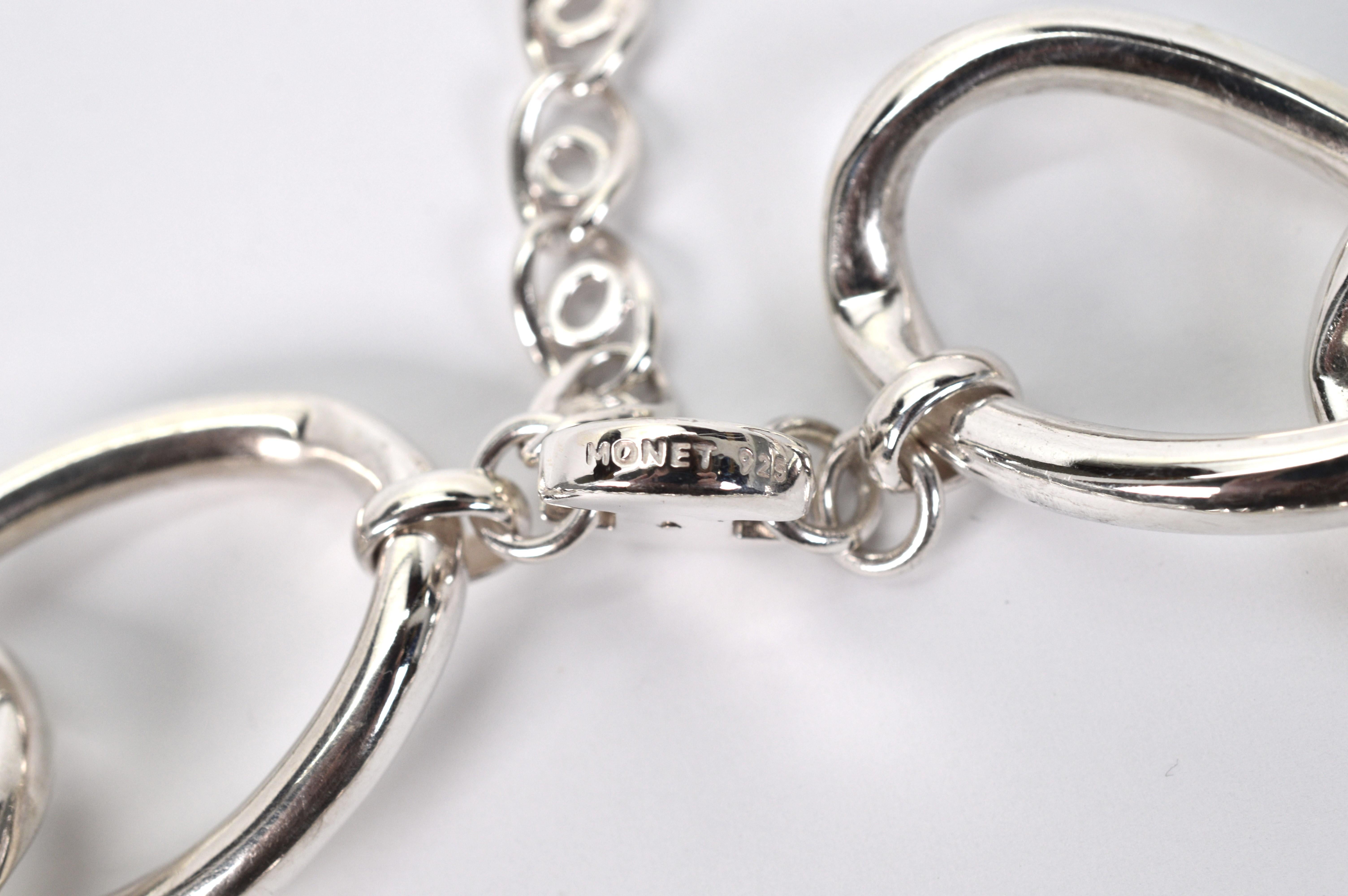 Vintage By Monet in argento Sterling Collana a catena ovale a maglie larghe In condizioni ottime in vendita a Mount Kisco, NY