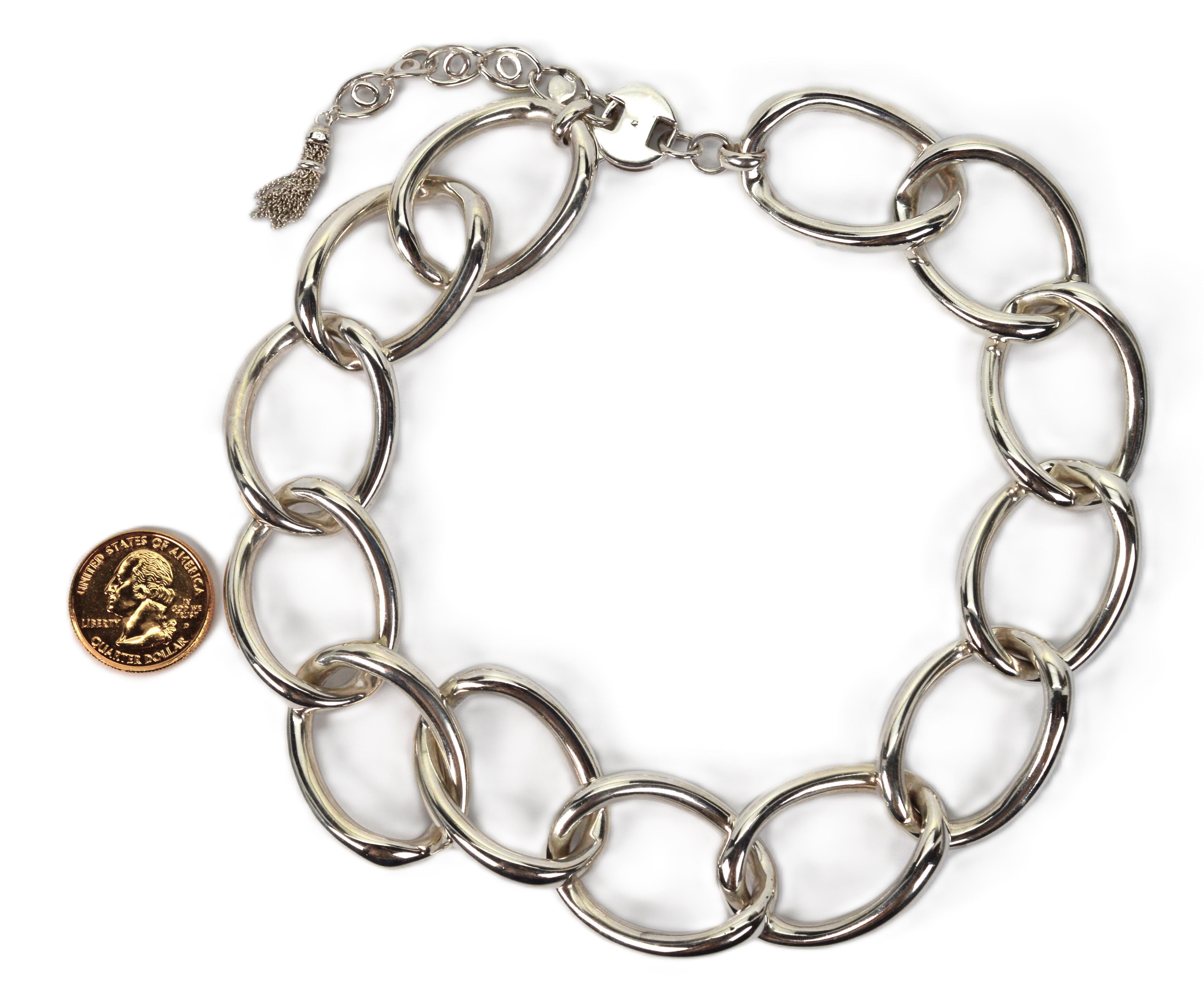 Vintage By Monet in argento Sterling Collana a catena ovale a maglie larghe in vendita 1